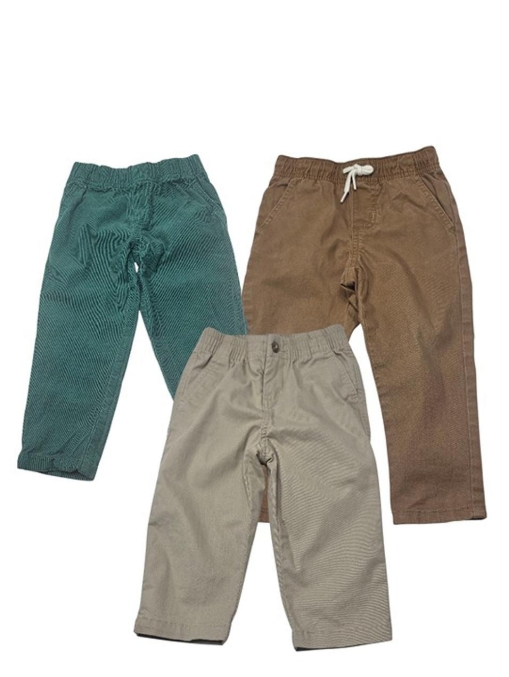​3 PK Boys Toddler Corduroy Chino Pants Lot Green Brown Khaki